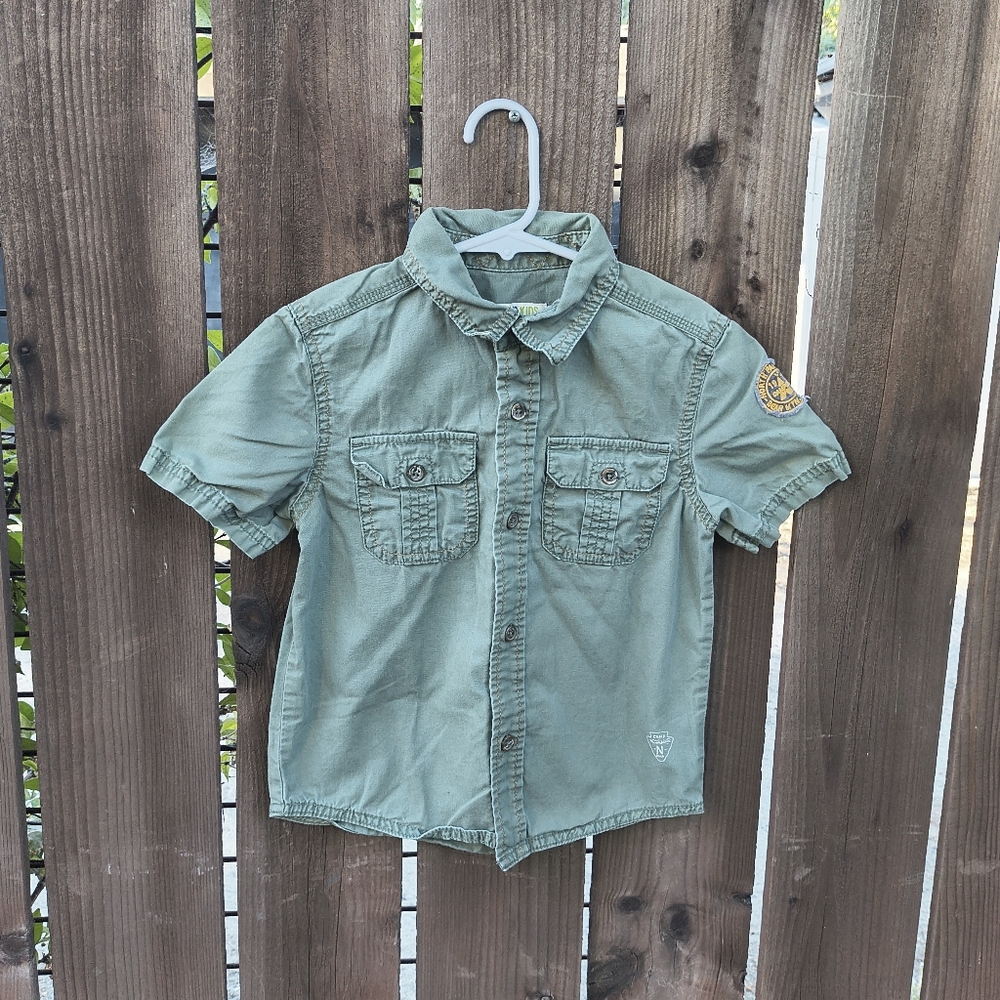 GENUINE KIDS | Osh Kosh Boys Army Green Classic Button Down Short Sleeve Shirt 5